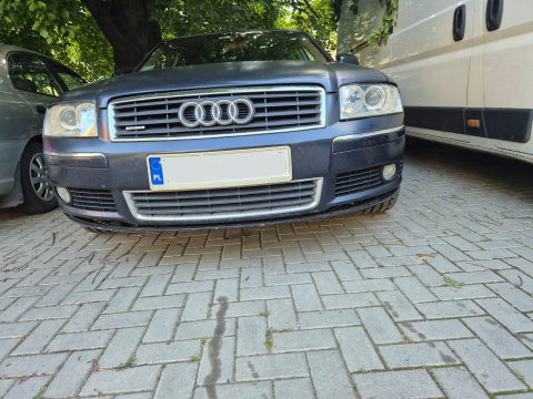 Przód Audi A8 D3 3.0 V6 TDI 02-08r. kolor lz5d maska zderzak reflektory pas przedni z chłodnicami błotnik prawy lewy wzmocnienie