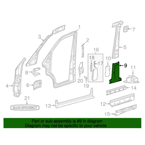 Ćwiartka Mercedes Sprinter III w910 w907 19r.- lewy słupek wewnętrzny poszycie wzmocnienie słupka a9106102100