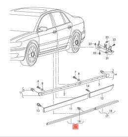 Nakładka progu VW Phaeton 02-16r. NOWA lewa przednia listwa progu lewy przód 3d0854631a