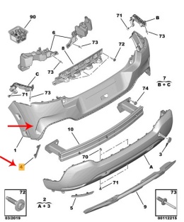 Listwa Citroen C4 Cactus LIFT 17-20r. NOWE tylne nakładki listewki ozdobne zderzaka tylnego 1635038080
