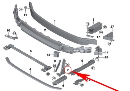 Pas przedni BMW X1 F48 X2 F39 F40 F45 F46 Mini One Cooper Cabrio F55 F56 F57 13-24r. NOWA lewa poprzeczka pionowa lącznik
