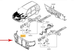 Pas przedni Hyundai i30 I FD 07-12r. NOWE wzmocnienie czołowe ramka chłodnic okular oryginalne 64101-2l000