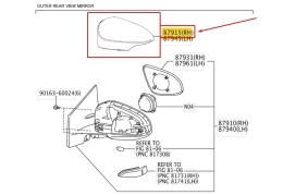 Obudowa lusterka Toyota Auris II E18 Corolla Verso 12-19r. NOWA prawa GÓRNA osłona lusterka zewnętrznego