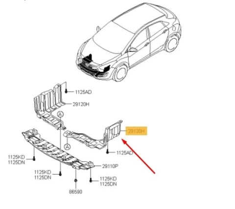 Osłona pod silnik Hyundai I30 2 II GD Kia Ceed II 11-18r. lewa boczna płyta dolna podwozia zderzaka nowa orginalna 29130-a6100