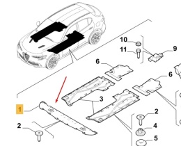 Osłona pod zderzak Alfa Romeo Stelvio 17r.- NOWA płyta dolna podwozia pod silnik 50566892
