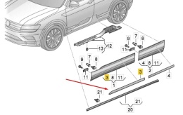 Listwa VW Tiguan 2 II 16-24r. listwa do drzwi prawy przód ozdobna chromowananowa orginalna 5na853332a2zz