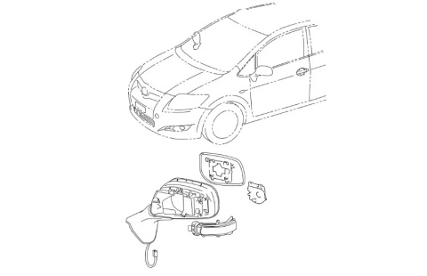 Lusterko Toyota Auris I E15 Lift 10-12r. NOWE prawe składane elektryczne zewnętrzne ORYGINALNE EUROPA 9 pin 87901-02200
