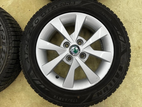 Felgi aluminiowe VW up! Skoda Citigo Seat Mii 5jx14 ET35 4x100 felgi r14 cali KOMPLET opony wielosezonowe 175/65/14
