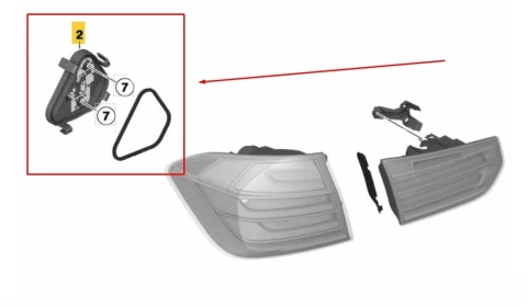 Wkład lampy BMW 3 F30 sedan M3 F80 11-15r. lewa tylna listwa oprawa żarówek lampy błotnika ORYGINALNA lewy tył 7313043