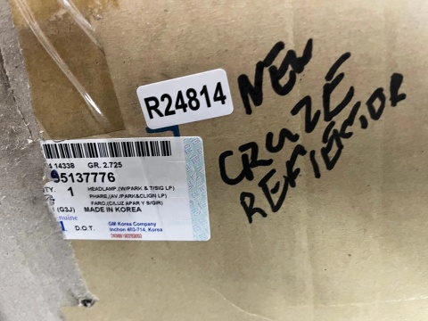 Lampa reflektor Chevrolet Cruze I 1 j300 09-12r. NOWA prawa przednia oryginał Europa prawy przód 95137776