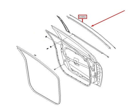 Listwa Hyundai i40 11-19r. NOWA lewa przednia GÓRNA listwa drzwi CHROM zewnętrzna szyby lewy przód 828503z000