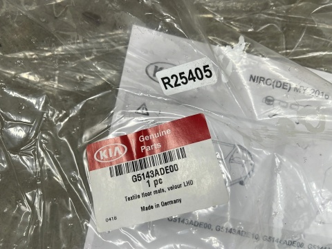 Dywaniki welurowe Kia Niro 1 I 16-22r. komplet NOWYCH Oryginalnych dywaników wycieraczka g5143ade00