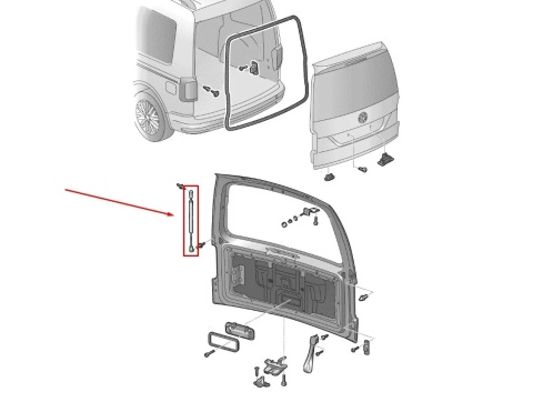 Siłownik klapy VW Caddy 3 III 2k LIFT 15-20r. NOWY oryginalny siłownik klapy bagażnika 2k5827550