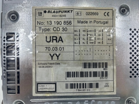 Radio Opel Zafira B 05-14r. z kodem do radia tuner fabryczny czytnik płyt panel sterowania wyświetlacz komplet 13190856
