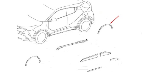 Listwa Toyota CH-R 1 I 16-23r. PRAWY tylny rant nadkola błotnika nakładka prawy tył 75605-f4010