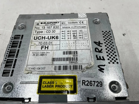 Radio Opel Meriva A Vivaro Vectra C Signum Corsa tuner CD 30 Blaupunkt fabryczny czytnik płyt panel sterowania 13167830