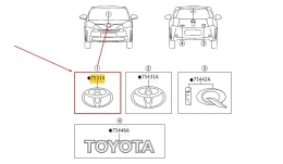 Znaczek Toyota iQ 08-15r. NOWY przedni znaczek atrapy zderzaka maski emblemat przód ORYGNALNY 90975-02075