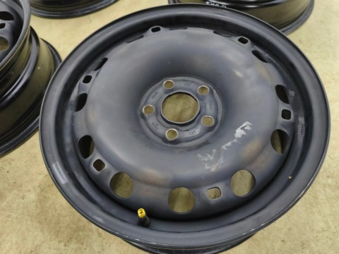 Felgi stalowe VW Polo Ibiza Fabia 2 II Roomster Praktik 07-14r. 15 cali 6jx15 ET43 5x100 CH57,1 KOMPLET 6q0601027m