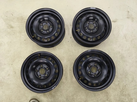 Felgi stalowe VW Golf Touran Caddy Octavia Leon 6jx15 5x112 ET47 CH 57,1 15 cali ORYGINALNE KOMPLET 1k0601027c