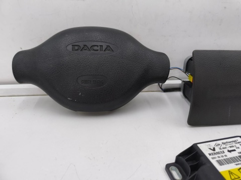 Airbag Dacia Logan I 04-12r. poduszka powietrzna kierownicy zaślepka z poduszką deski moduł KPL 8200748155 8201002828 8200793386